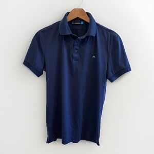 J.Lindeberg Men's Aston Slim Navy Jersey Cotton Golf Polo Small, Preowned Flaw